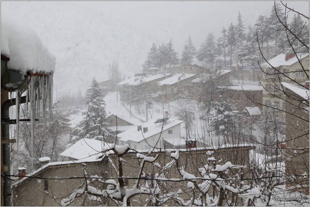 Konya’nın karla kaplı ilçesinden kartpostallık kareler 41